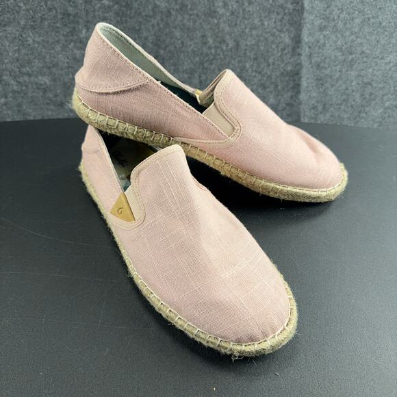 OluKai Shoes - OLUKAI Kaula Pa'a Kapa Rose Pink Linen Espadrille Slip On Loafers Wms‎ 9US 39EU